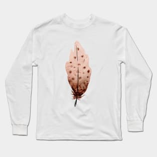 Watercolor brown feather Long Sleeve T-Shirt